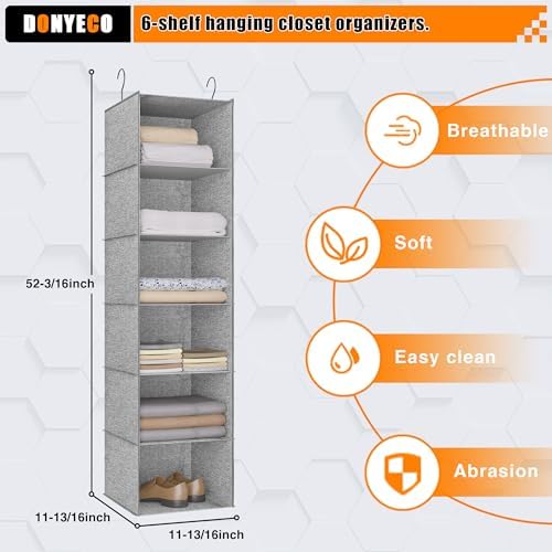 Hanging Closet Organizer 6-Shelf, Oxford Linen Wardrobe Storage - Image 3