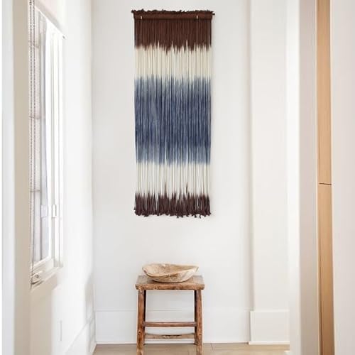 Macrame Wall Hanging Dip-Dye Wall Decor 15''W*39''L Boho Handmade Fiber Wall - Image 5