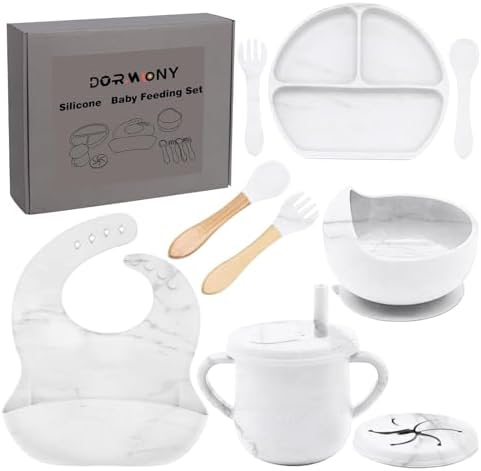 9pc BPA Free Silicone Baby Feeding Set by Dormlony