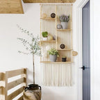 Macrame Wall Shelf Boho Hanging Organizer Floating Plant Shelf 11.8"W*47"L - Image 2