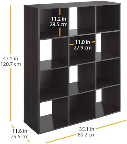 Whitmor 12 Cube Bookcase, 4 Tier Stackable MDF Bookself, Open Storage Display - Image 3