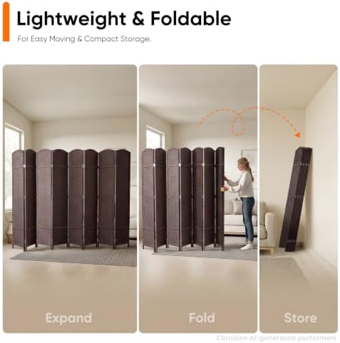 JOSTYLE Outdoor Privacy Screen 8-Panel Folding Room Divider Space Partition - Image 4