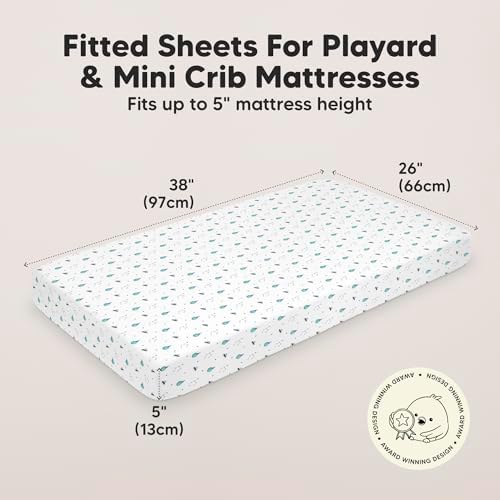 2pk Mini Crib Sheets Fitted 38x26 Pack N Play Mattress Sheet - Image 3