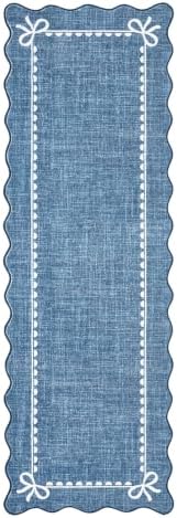 GarveeHome Scalloped Hallway Runner Rug 2.5x10 Non Slip Dark Blue Rugs - Image 5