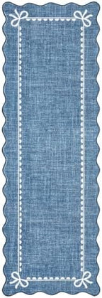 GarveeHome Scalloped Hallway Runner Rug 2.5x10 Non Slip Dark Blue Rugs - Image 5
