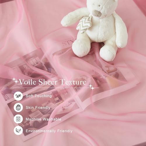 NICETOWN Pink Bed Canopy for Nursery, 1 Panel - Image 3