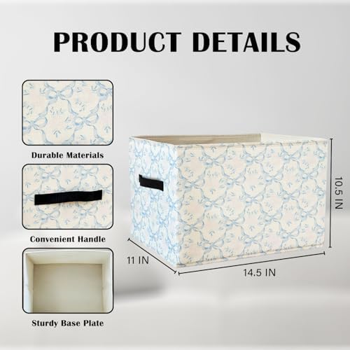 Coquette Blue Bow Floral Storage Basket Bins - Image 4