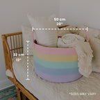 OrganiHaus Rainbow Toy Basket & Blanket Storage Bin, Nursery 20x13" - Image 2