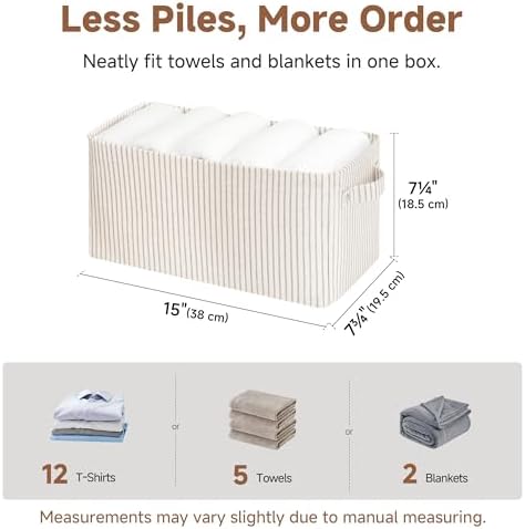 StorageWorks Narrow Storage Bins, Khaki and Beige Stripes - Image 6