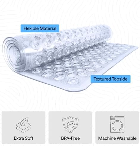 GORILLA GRIP Square Shower Stall Mat, Bathtub Floor Mat, 21x21 Clear - Image 4