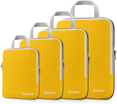 Gonex Compression Packing Cubes, 4-Piece Expandable Travel Organizers by Gonex