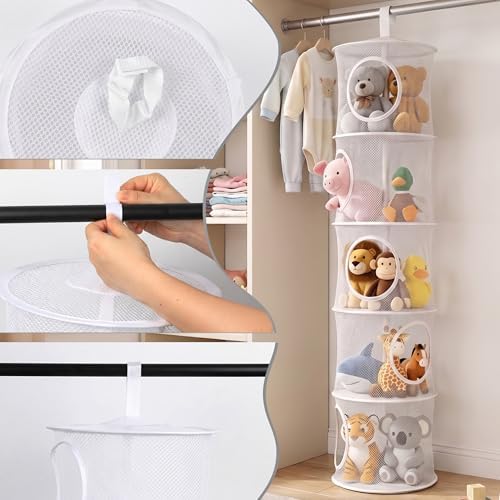 Hanging Stuffed Animal Storage Hammock Net 5 Tiers - Image 4