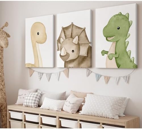 Dinosaur Wall Art Kids Boys Room Canvas Wall Decor Dino Nursery Wall Art - Image 3