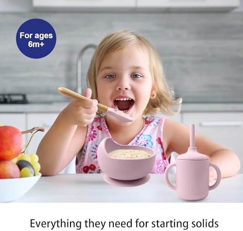 Silicone Baby Feeding Set 14 Pcs, Baby Led Weaning Set, Light Pink - Image 2