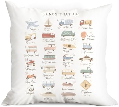 huester Transportation Alphabet Pillow Covers 18x18, Classroom Pillows Cases by huester