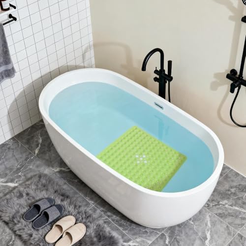 Anti-Slip Bathtub Shower Mat 21×21 Inch Opaque Pea Green - Image 5