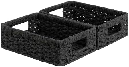 StorageWorks Wicker Baskets for Organizing, Paper Rope Black Baskets by StorageWorks