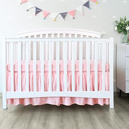 Crib Bed Skirt 14" Drop, Fits 28"x52" Crib, Adjustable - Image 5
