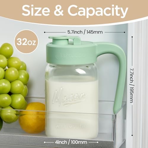 Mason Jar Pitcher, 32 oz, Glass Pitcher - Image 2