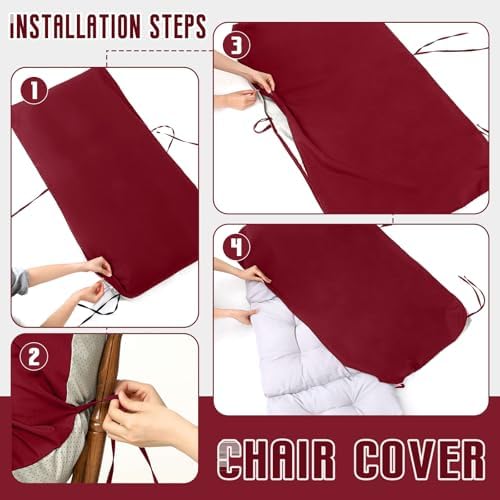 Tudomro 4 Pcs Outdoor High Back Chair Cushion Covers Waterproof Patio - Image 4
