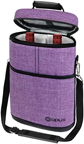 opux 2 Bottle Wine Carrier Tote, Insulated Leakproof Wine Cooler Bag, Wine by OPUX