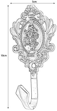 Curtain Holdbacks Small Lightweight Hooks, Vintage Black Rose Pattern - Image 3
