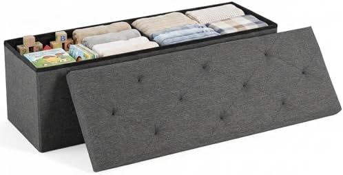 DUMOS 43 Inch Folding Storage Ottoman Bench, Large Ottoman by DumosLifestyle