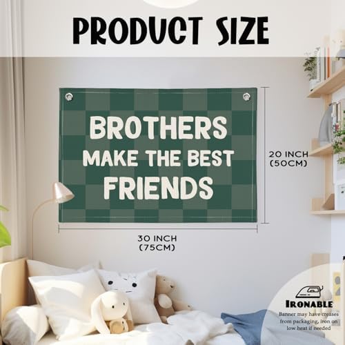 Brothers Make The Best Friends Banner, Boys Room Decor, Toddler Boy Linen - Image 2