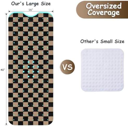 Bathtub Mat Non Slip, Checkered Extra Long Bath tub Mat Shower Floor Mat - Image 2