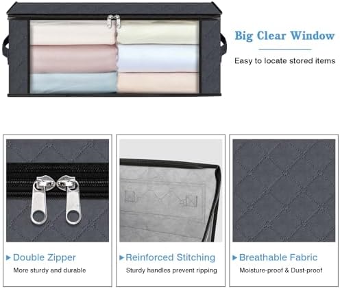 HomeHacks 3-Pack Clothes Organizer Storage Bags, 35L Storage Bins - Image 3