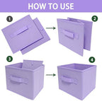EBIGIC purple storage bins 9.0"x7.5"x7.5", Mini Storage Box Fabirc Foldable - Image 4