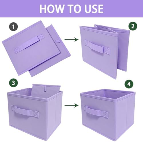 EBIGIC purple storage bins 9.0"x7.5"x7.5", Mini Storage Box Fabirc Foldable - Image 4