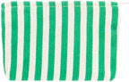 Flat Makeup Bag for Women, Zipper Cosmetic Pouch for Purse, Stripe Green by PAZIMIIK