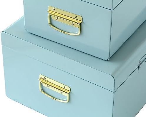 Vixdonos Metal Trunk Decorative Storage Box Set of 2 College Dorm Chest - Image 3