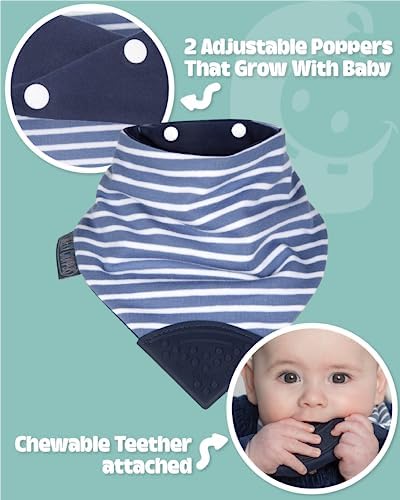 Cheeky Chompers Neckerchew Teething Bib, 2-in-1 Bandana Style Bib w/Food Grade - Image 2