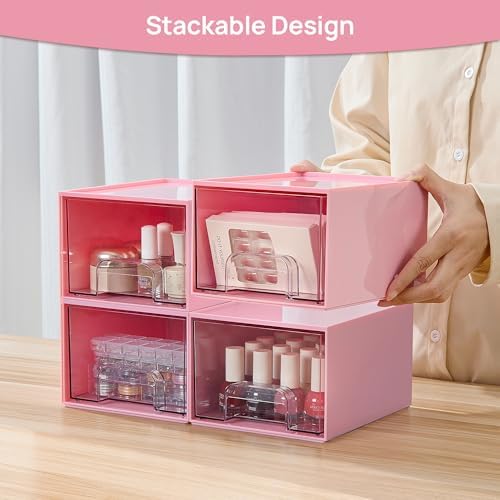 Vtopmart 4 Pack Small Clear Stackable Storage Drawers - Image 5