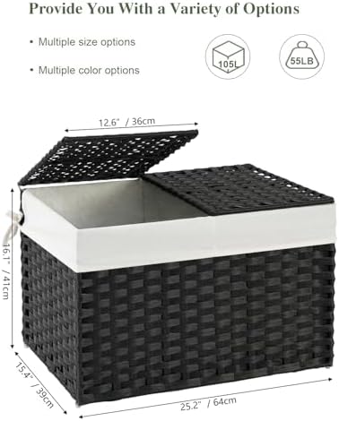 SETVSON Storage Basket with Lid PE Rattan Storage Basket 105L - Image 2