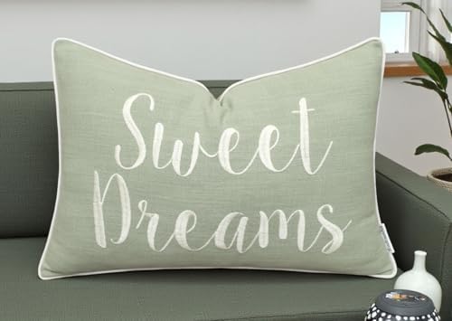 Rudransha Sweet Dreams Embroidered 12x18 Lumbar Pillow Cover, Light Green - Image 2