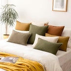 Foindtower Linen Solid Decorative Throw Pillow Covers 18x18 Cream White - Image 7
