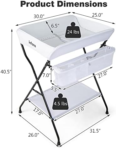 INFANS Baby Changing Table, Folding Diaper Station Portable Nursery Organizer - Image 6