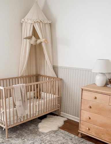 ZEAK Kids Bed Canopy with Ruffles Cotton Hanging Tent Frills Curtain Net - Image 5