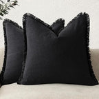 Foindtower Decorative Linen Fringe Throw Pillow Covers 22×22 Inch by Foindtower