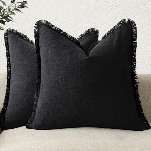Foindtower Decorative Linen Fringe Throw Pillow Covers 26×26 Inch by Foindtower