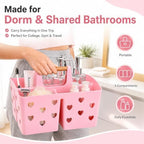 Pink Portable Shower Caddy, Plastic Basket Organizer - Image 5