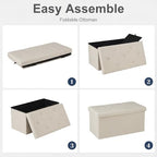 DUMOS 30 Inch Folding Storage Ottoman Bench, Large Hidden Storage Chest - Image 6