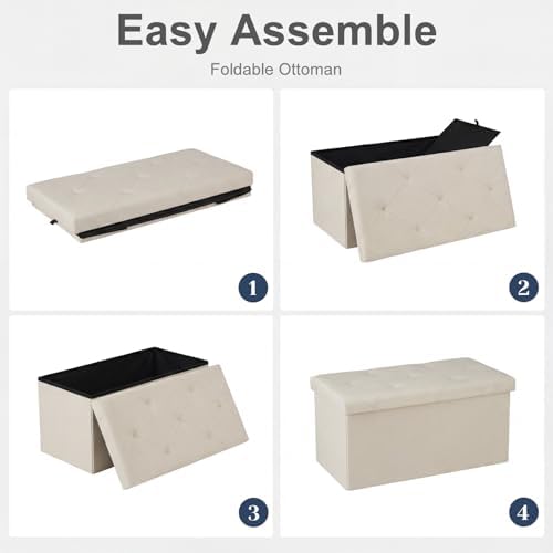 DUMOS 30 Inch Folding Storage Ottoman Bench, Large Hidden Storage Chest - Image 6
