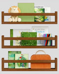 Harwaya Walnut Brown Nursery Book Shelves Wall Mounted, Wooden Floating by Harwaya