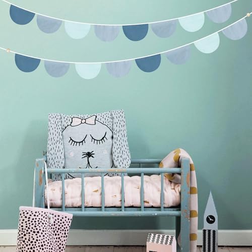 2 Sets of Deep Blue Half Round Banner 16Pcs Nursery Garland Flags Royal Fabric - Image 3