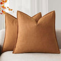 Foindtower Linen Solid Decorative Throw Pillow Covers 16x16 Autumn Orange by Foindtower