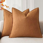 Foindtower Linen Solid Decorative Throw Pillow Covers 16x16 Autumn Orange by Foindtower